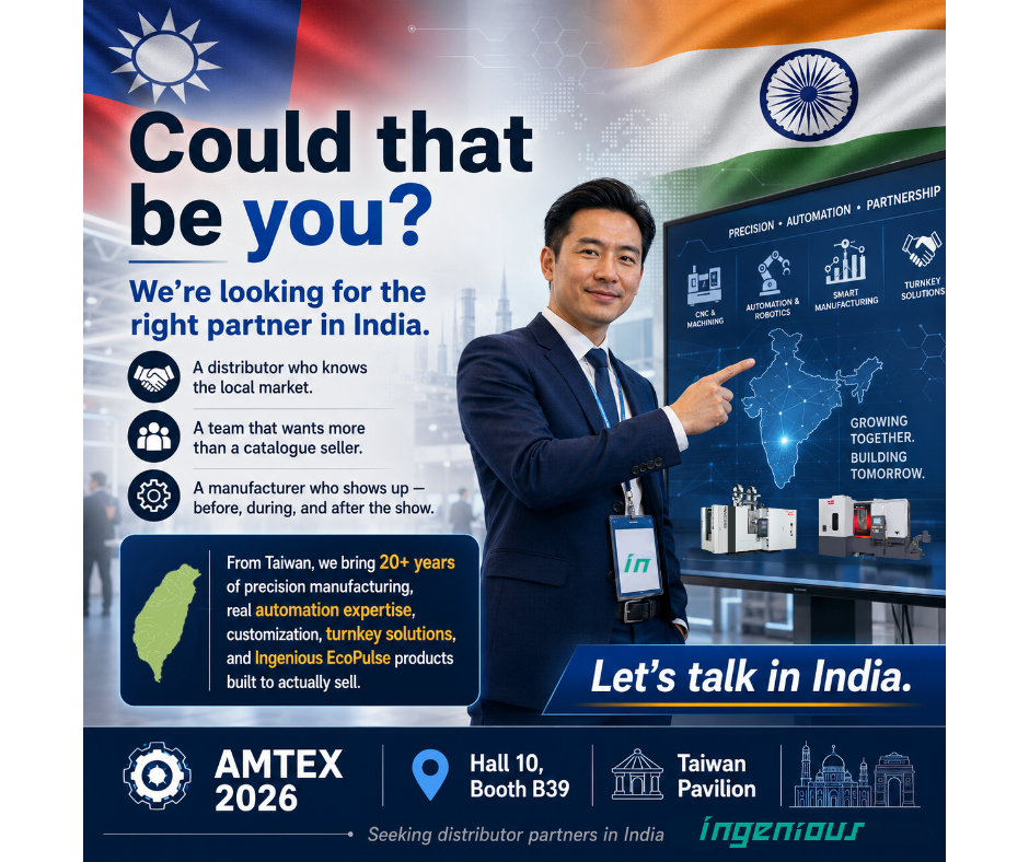 Ingenious Machinery distributor partnership at AMTEX 2026 Taiwan Pavilion